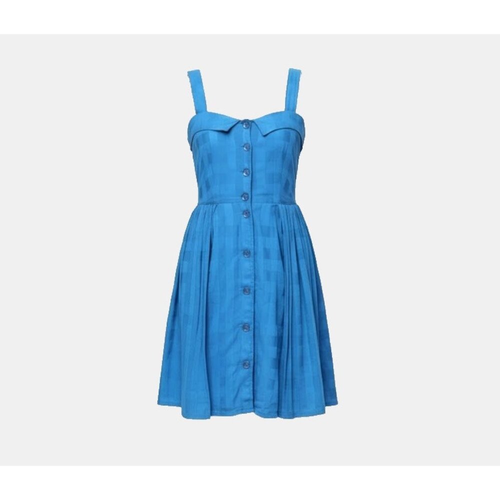 NWT Marc by Marc Jacobs Subtle Plaid in Bright Blue Cotton Shirt Dress 6